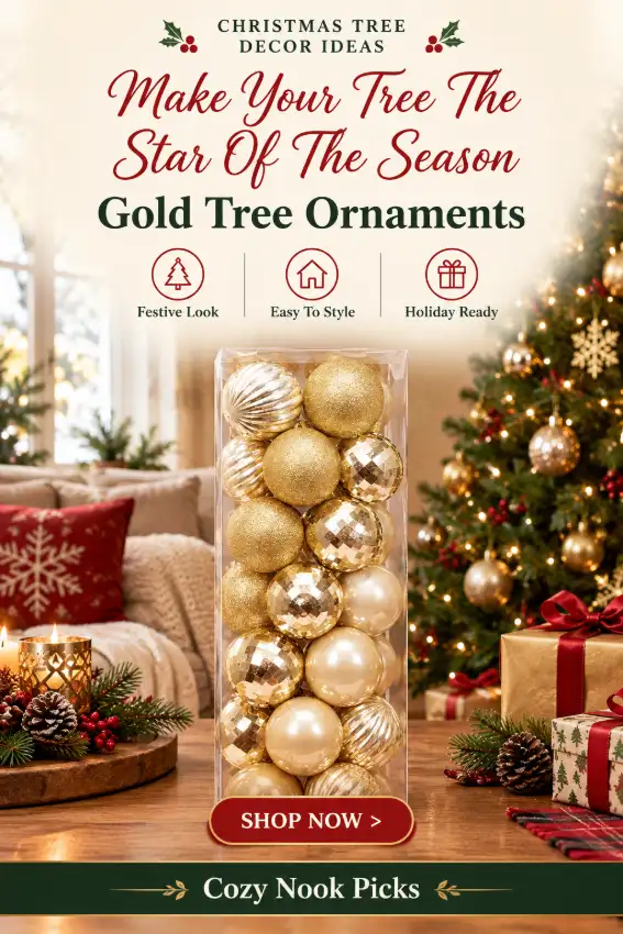 28-Pack Shatterproof Christmas Ball Ornaments, 2.36-Inch Golden Yellow Tree Decorations in 4 Finishes, Glossy, Matte, Glitter & Pearl, Lightweight Holiday Decor