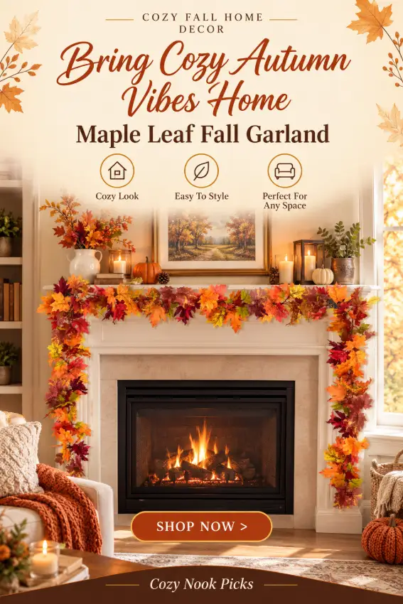 DearHouse 2 Pack Artificial Fall Maple Leaf Garland, 5.9 Ft Each, 7-Color Autumn Foliage Vine for Thanksgiving, Fireplace Mantel, Doorway, Staircase & Wedding Decor