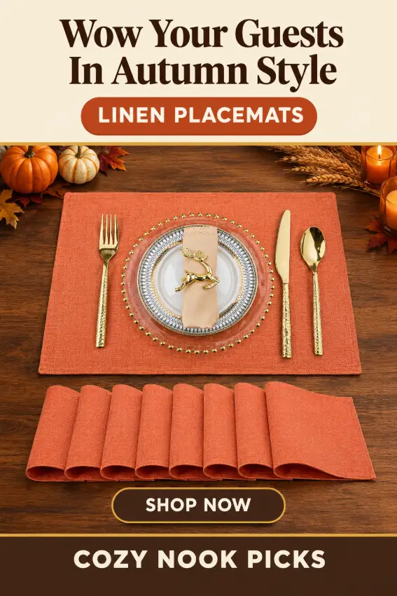 Linen Fall Placemats Set of 8 Brings Warm Orange Fall Home Decor