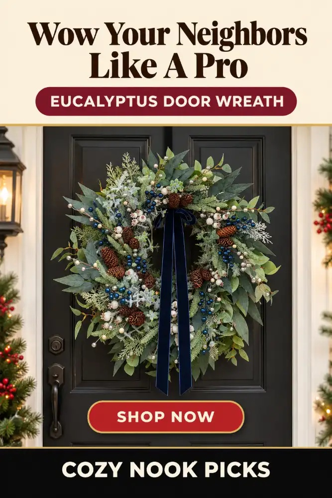 Eucalyptus Christmas Wreath For Front Door To Welcome Guests With Cozy Holiday Charm