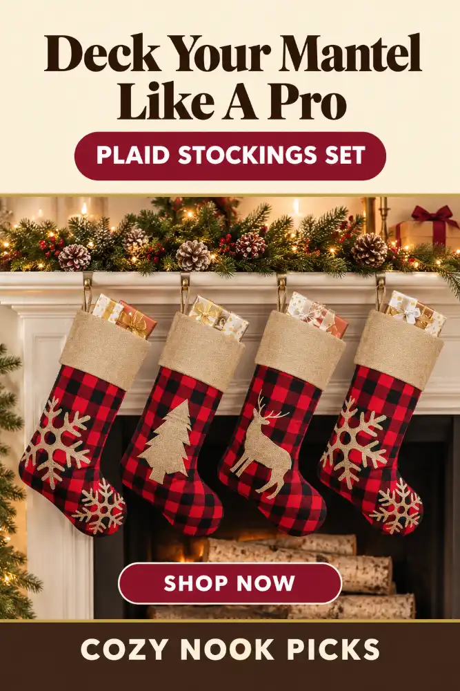 Plaid Christmas Stockings Set of 4 With Classic Buffalo Plaid And Rustic Charm