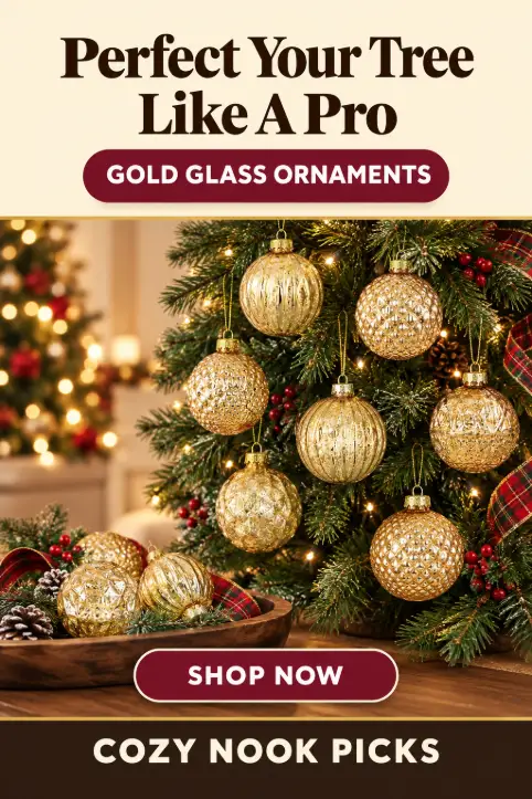 Gold Glass Ornaments Set For An Elegant, Vintage Christmas Tree Display